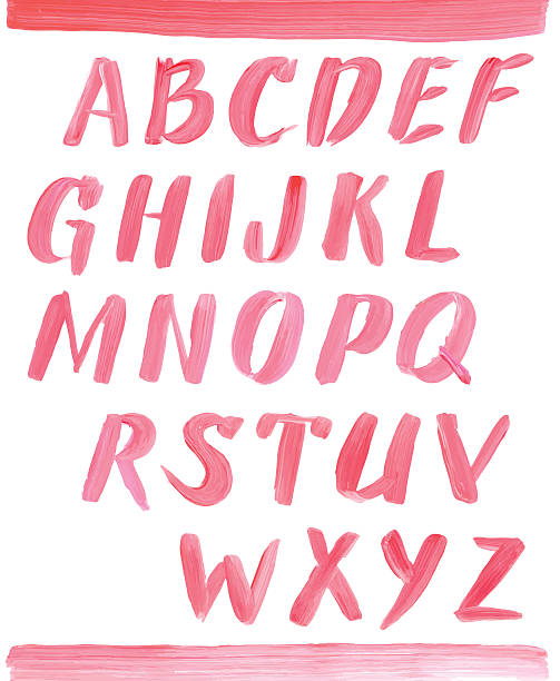 rękę wyciągnąć czerwony malarstwo olejne alfabetu. - letter o watercolor painting calligraphy alphabet stock illustrations