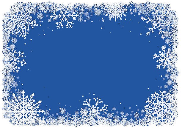 Marco de Navidad sobre fondo azul con snowflakes - ilustración de arte vectorial