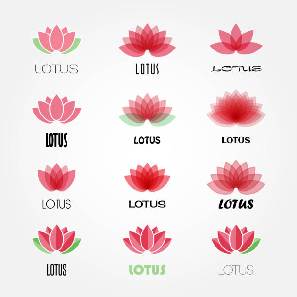 ilustraciones, imágenes clip art, dibujos animados e iconos de stock de vector de loto diseño de flores para spa y clases de yoga, resort - posición del loto