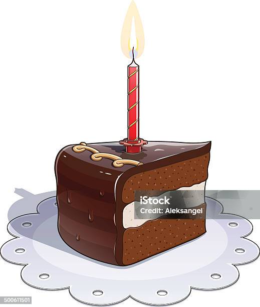 Vetores de Pedaço De Bolo De Chocolate Com Velas e mais imagens de Aniversário - Aniversário, Assado no Forno, Assar