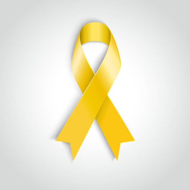 векторные желтый осведомленности ленты на белом фоне.  рак поддержки кость - cancer symbol isolated on white white background stock illustrations