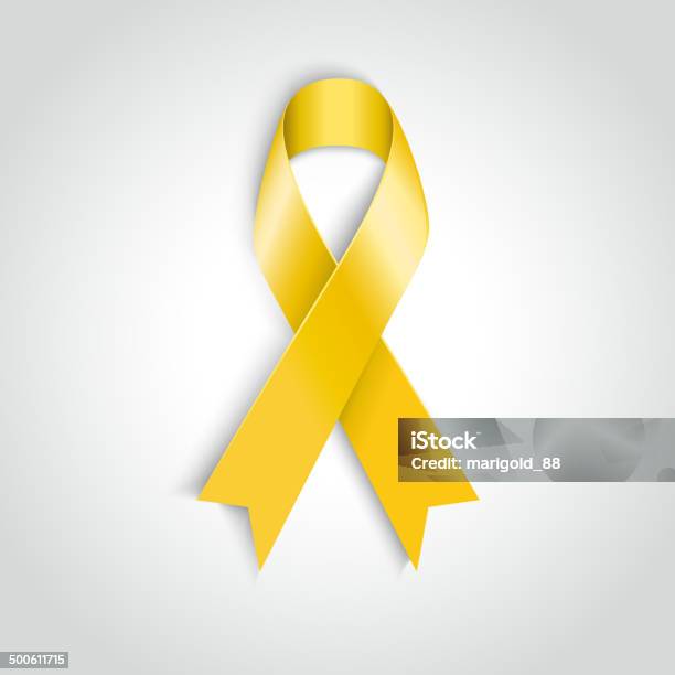 Vector Yellow Awareness Ribbon On White Background Bone Cancer Support Stock Illustration - Download Image Now