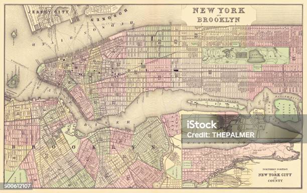 Map Of New York City 1886 Stock Illustration - Download Image Now - Map, New York City, New York State