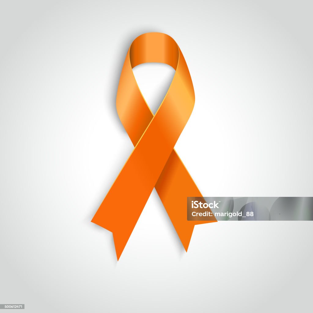 ベクトルオレンジリボンのシンボルの動物虐待、白血病認識 - オレンジ色のロイヤリティフリーベクトルアート
