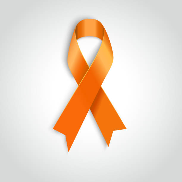 wektor pomarańczowy wstążka symbol zwierząt, białaczka świadomość nadużyć - cancer symbol isolated on white white background stock illustrations