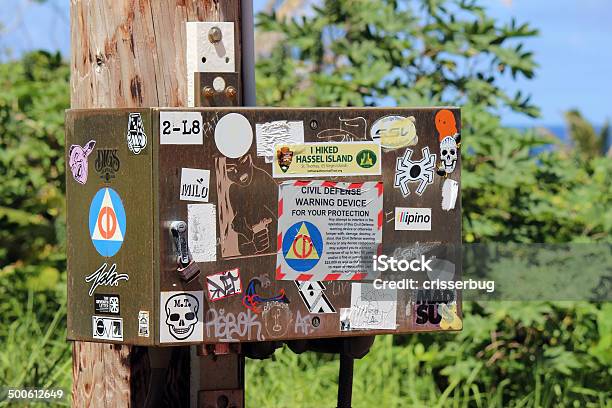 Bumper Stickers Covering Junction Box Stock Photo - Download Image Now - Graffiti, Variation, Art