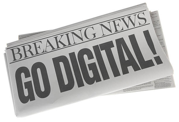 Go Digital - Stock Image of Newspaper on White