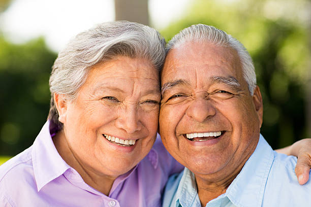 istock Latin senior couple smiling 500613107