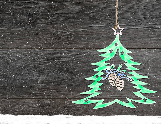 istock Homemade christmas tree decoration  and snow. 500613414