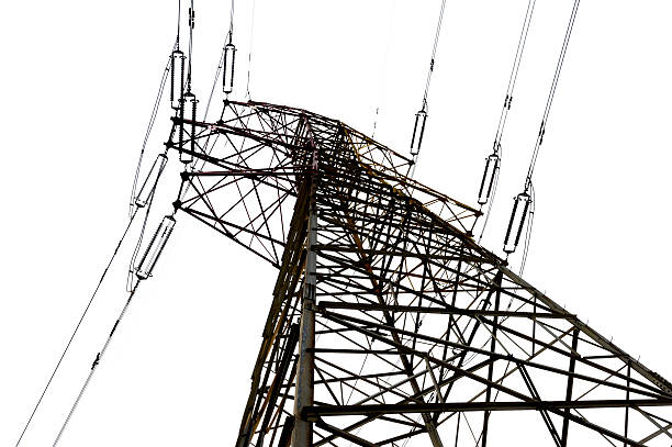 istock Electricity pylon isolated on white 500613435