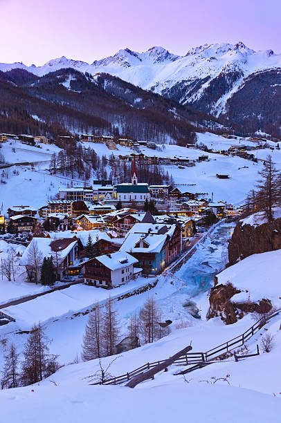istock Mountains ski resort Solden Austria - sunset 500613776