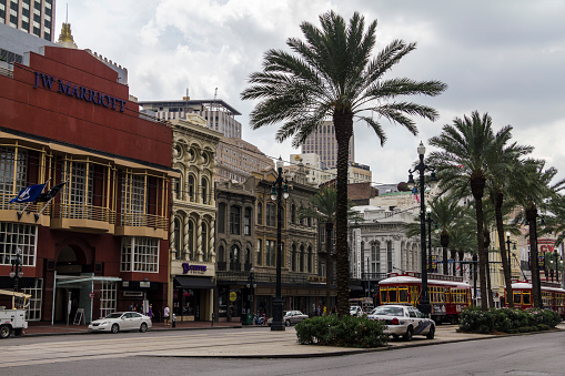 Nice, historic houses in the streets of New Orleans, Louisiana