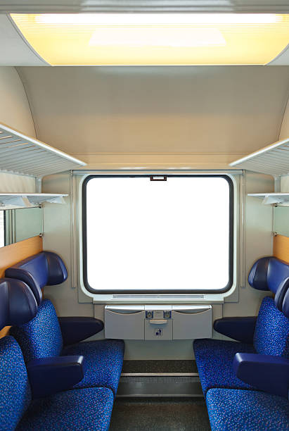 istock Interior of train and blank window 500613880
