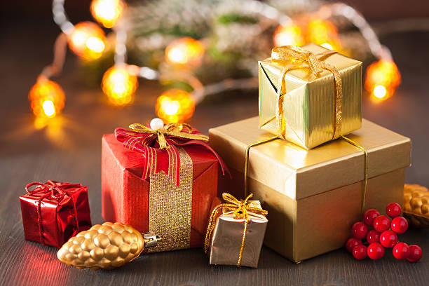 istock red and golden christmas gift boxes and decoration 500614280