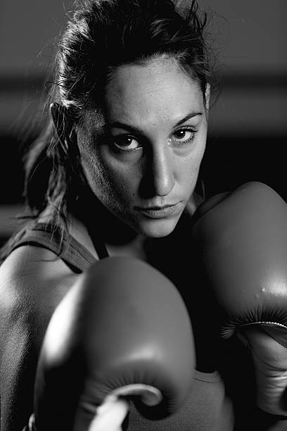 istock Portrait of young female boxer 500616406