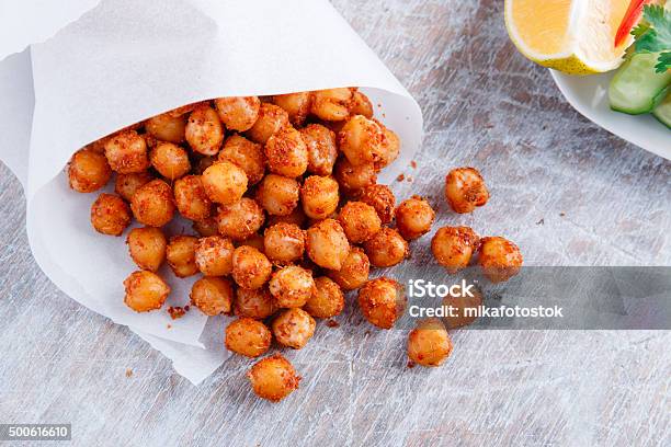 Roasted Spicy Chickpeas Stock Photo - Download Image Now - 2015, Backgrounds, Baked