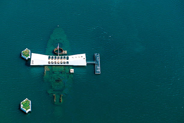 USS Arizona memorial USA, Hawaii, Oahu, USS Arizona memorial in Pearl Harbor. battleship photos stock pictures, royalty-free photos & images