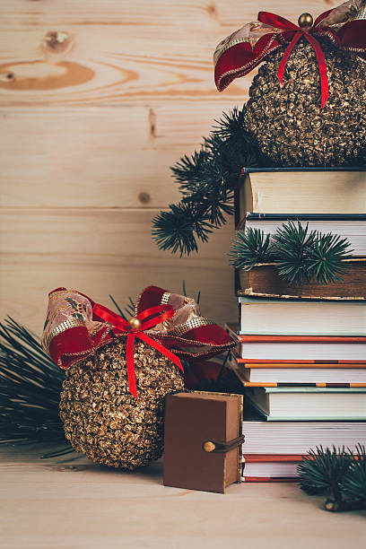 istock Books-gifts for Christmas with decoration vertical 500618586