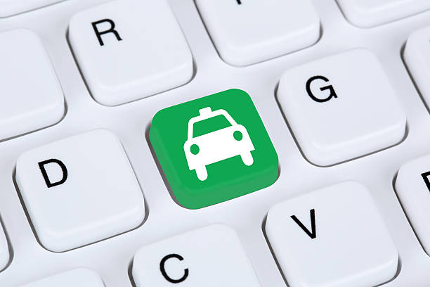 istock Book a taxi or cab online internet booking 500618756