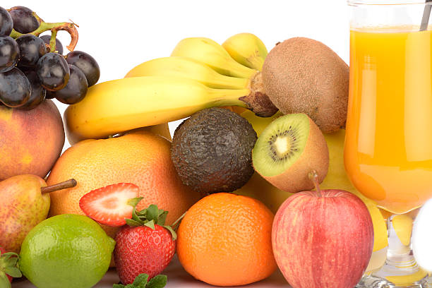 istock Assortment of exotic fruits isolated on white 500620098