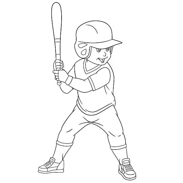 Vector illustration of cute cartoon baseball player