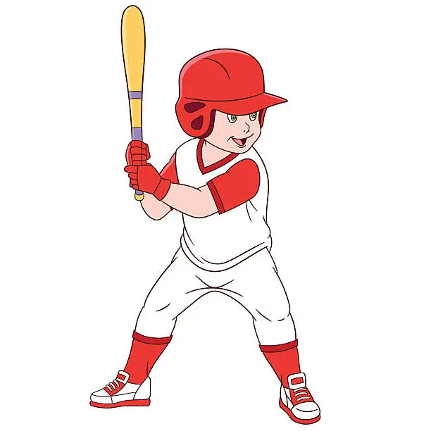 Vector illustration of cute cartoon baseball player