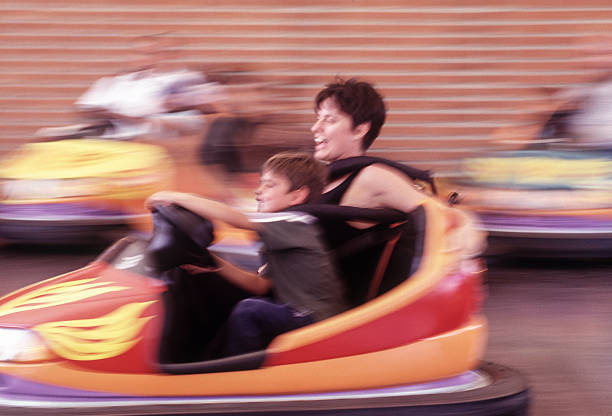 Purple electric car of a dodgem at the amusement park