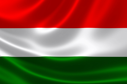 3D rendering of the flag of Hungary on satin texture.