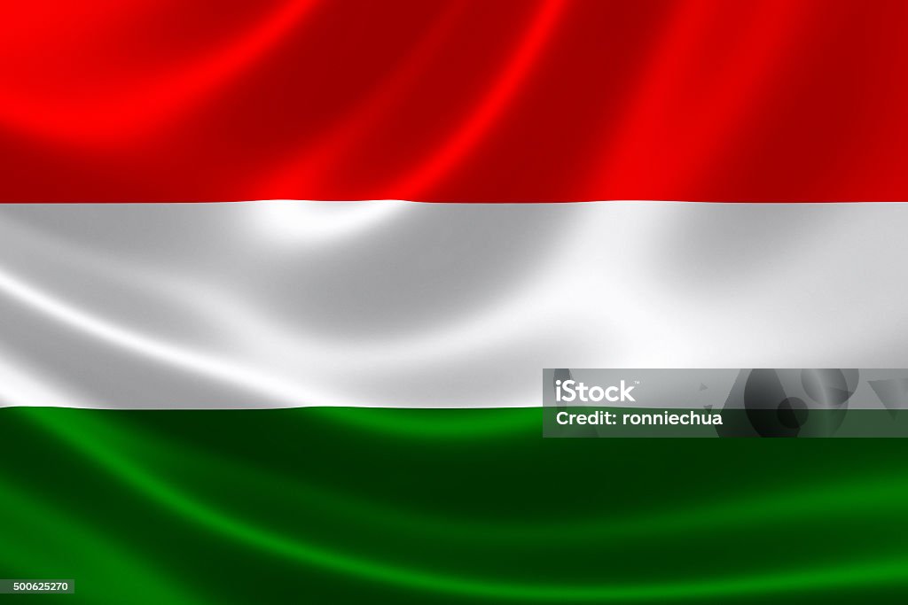 Hungary's National Flag 3D rendering of the flag of Hungary on satin texture. Hungarian Flag Stock Photo