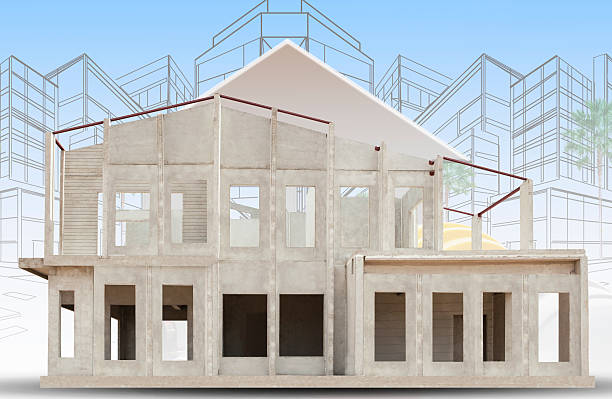 istock frame of knock down house 500625316