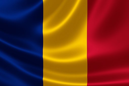 3D rendering of the flag of Romania on satin texture.