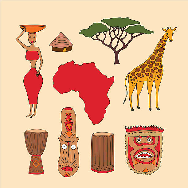 illustrations, cliparts, dessins animés et icônes de ensemble de symboles de l'afrique - sangban