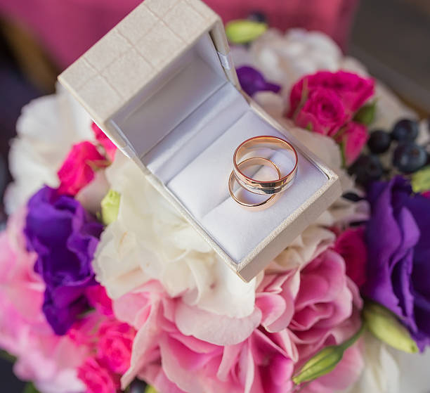 istock Two wedding rings in a jewelry box 500626614
