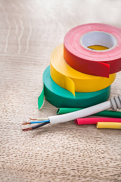 istock Electric corrugated tube cables rolls of insulation tapes electr 500627662