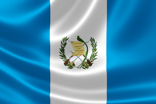 3D rendering of the flag of Guatemala on satin texture.