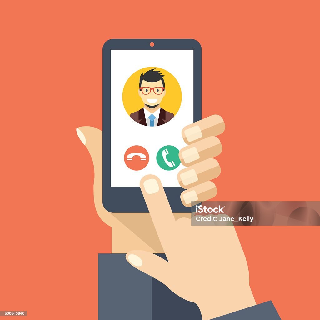 Calling Visual Incoming Call On Smartphone Screen Creative Flat Design Vector ...