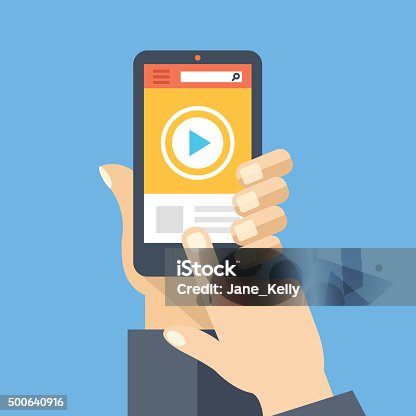 istock Video app on smartphone screen. Watch and share digital content. 500640916