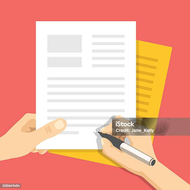 Documents And Hand With Pen Signs Documents Treaty Signing Concept Stock Illustration - Download Image Now