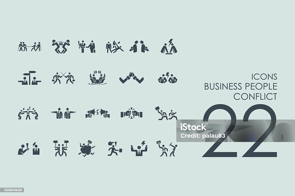 Set of business people conflict icons business people conflict vector set of modern simple icons Abstract stock vector