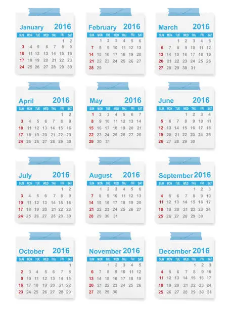 Vector illustration of Accurate Calendar 2016