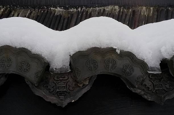 First Crispy Snowfall Covering Decorative Traditional Chinese Roof Tiles