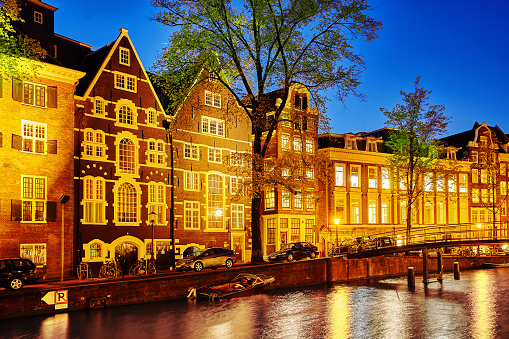 Beautiful Amsterdam city at the evening time. Netherlands
