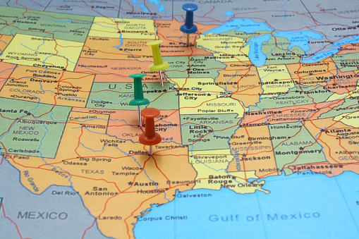Pushpin línea en Estados Unidos Mapa photo