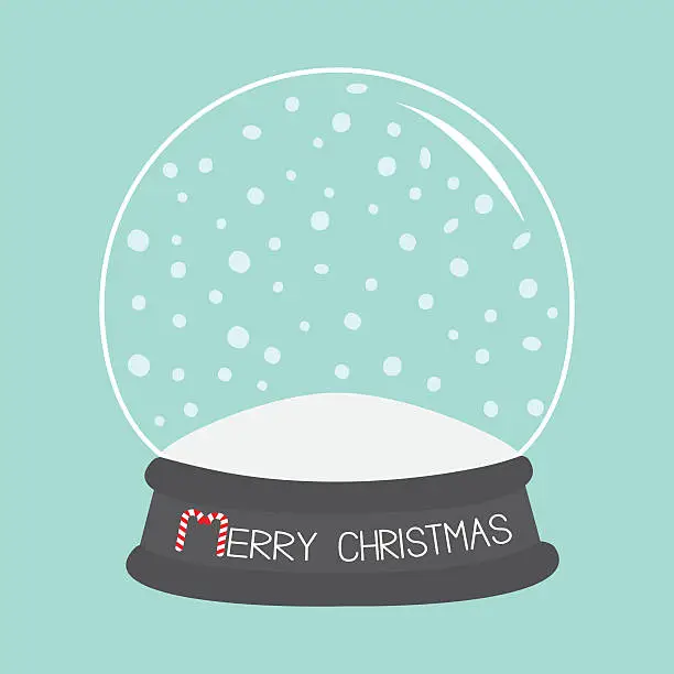 Vector illustration of Empty crystal ball with snow. Template. Merry ChristmasFlat design Blue