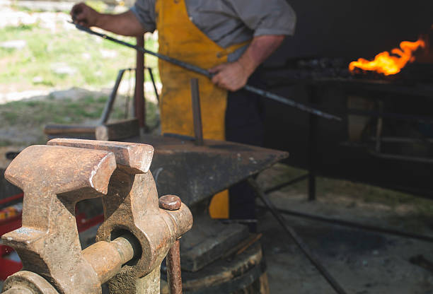 istock Vise and anvil in a forge shop 500647386