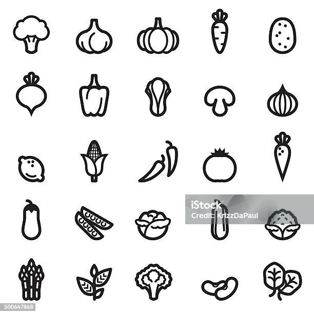 Vegetables Icons Stock Illustration - Download Image Now - Icon Symbol, Cauliflower, Onion