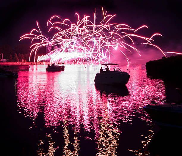 Fireworks On The River stock photo