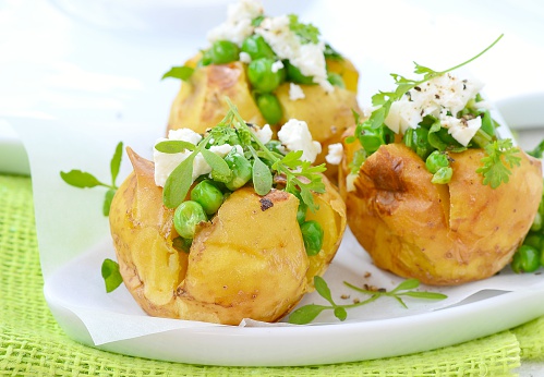 Baked Potato With Feta Cheese Stock Photo - Download Image Now - Baked ...