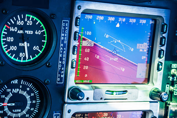 istock Helicopter cockpit close up on the altimeter 500663788