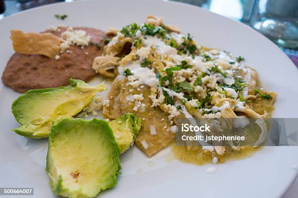 Chilaquiles With Green Sauce Stock Photo - Download Image Now - Chicken - Bird, Chicken Meat, Salsa Verde